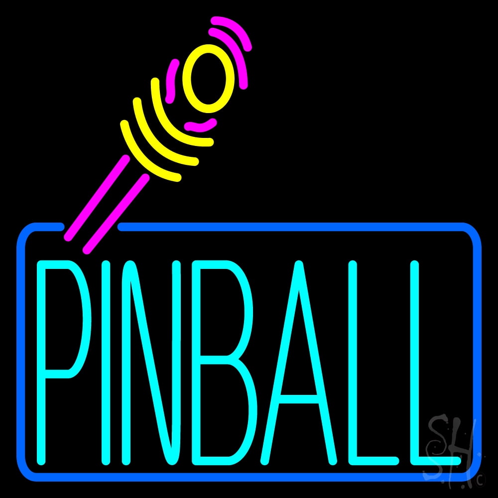 Pinball 1 LED Neon Sign 16 x 16 - inches, Black Square Cut Acrylic ...