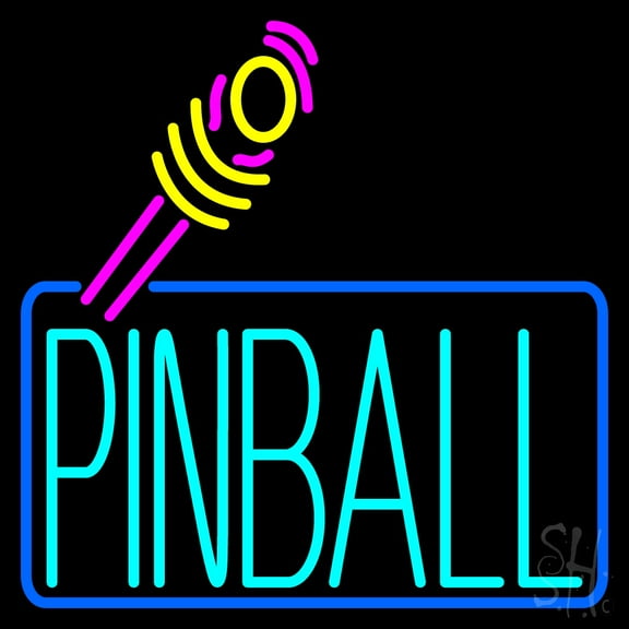 Pinball 1 LED Neon Sign 24 x 24 - inches, Black Square Cut Acrylic Backing, with Dimmer - Bright and Premium built indoor LED Neon Sign for wall décor, arcarde, and storefront.
