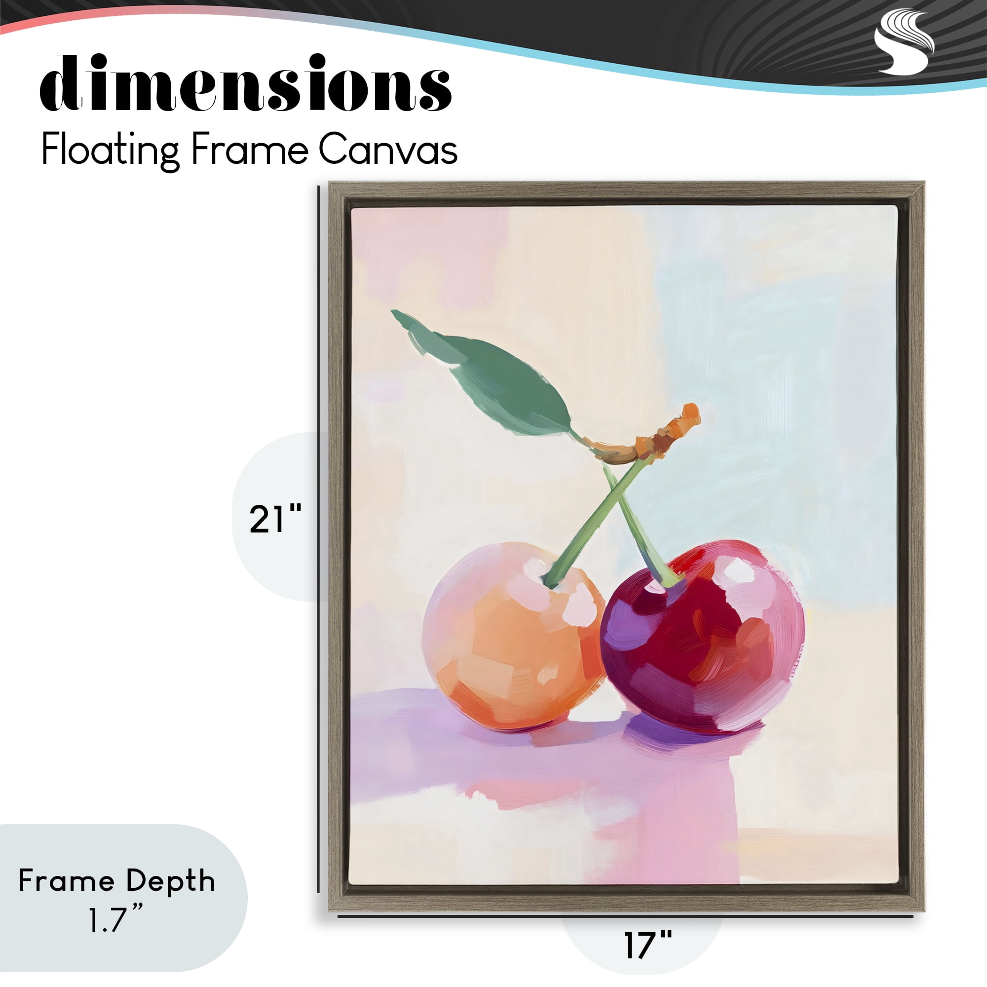 Stupell Industries Pastel Cherries Pair Brown Framed Floater Canvas Wall Art, design by The Prints Vibe