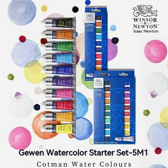 Winsor & Newton Cotman Watercolors - Set of 20, Assorted Colors, 5 ml Tubes