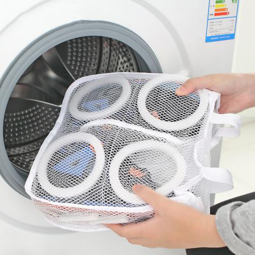 2pcs Laundry Bag Shoes Washing Drying Separated Mesh Sneakers Protective Pouch 