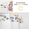 thumbnail image 5 of Colorful Leaves No Hook Shower Curtain Waterproof, Bathroom Curtains with Snap in Liners and See Through Top Window, Modern Boho Painting Plant Branch Hotel Style Bathtub Curtains Shower 36"Wx72"L, 5 of 8