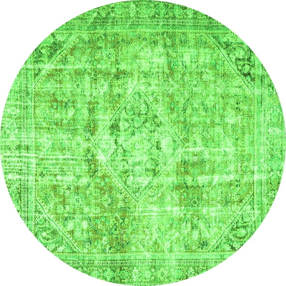 Ahgly Company Indoor Round Persian Green Traditional Area Rugs, 7' Round