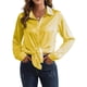 thumbnail image 3 of Blusas de Satén para Mujer, Camisas de Seda con Botones, Blusas Informales de Larga para Negocios Amarillo S, 3 of 7