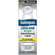 4 Pack - Salonpas LIDOCAINE PLUS Pain Relieving Liquid 4% Lidocaine Maximum Strength 3 oz