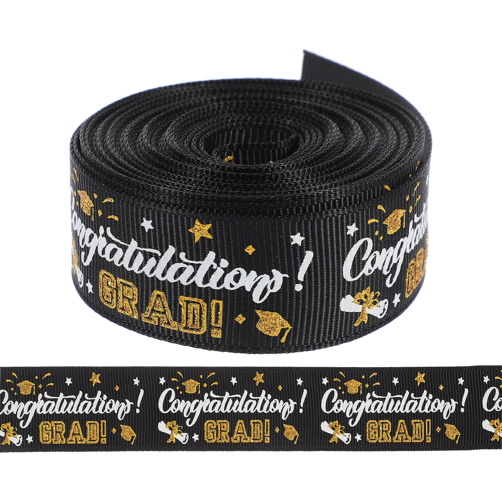Shisuyan Diy Bow Making Ribbon Graduation Gift Polyester Black 1 Roll 177.2x0.87x0.04in