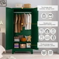 thumbnail image 6 of RIETERN Metal Armoire Wardrobe Closet, 71" Tall Bedroom Closet with Mirror, Adjustable Shelves, and Hanging Rod, Steel Clothes Closets and Storage, for Bedroom Green, 6 of 17