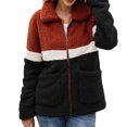 thumbnail image 2 of Lilgiuy Women's Winter Lapel Colorblock Long Sleeve Button Plush Jacket Tops Gifts for Her, 2 of 5