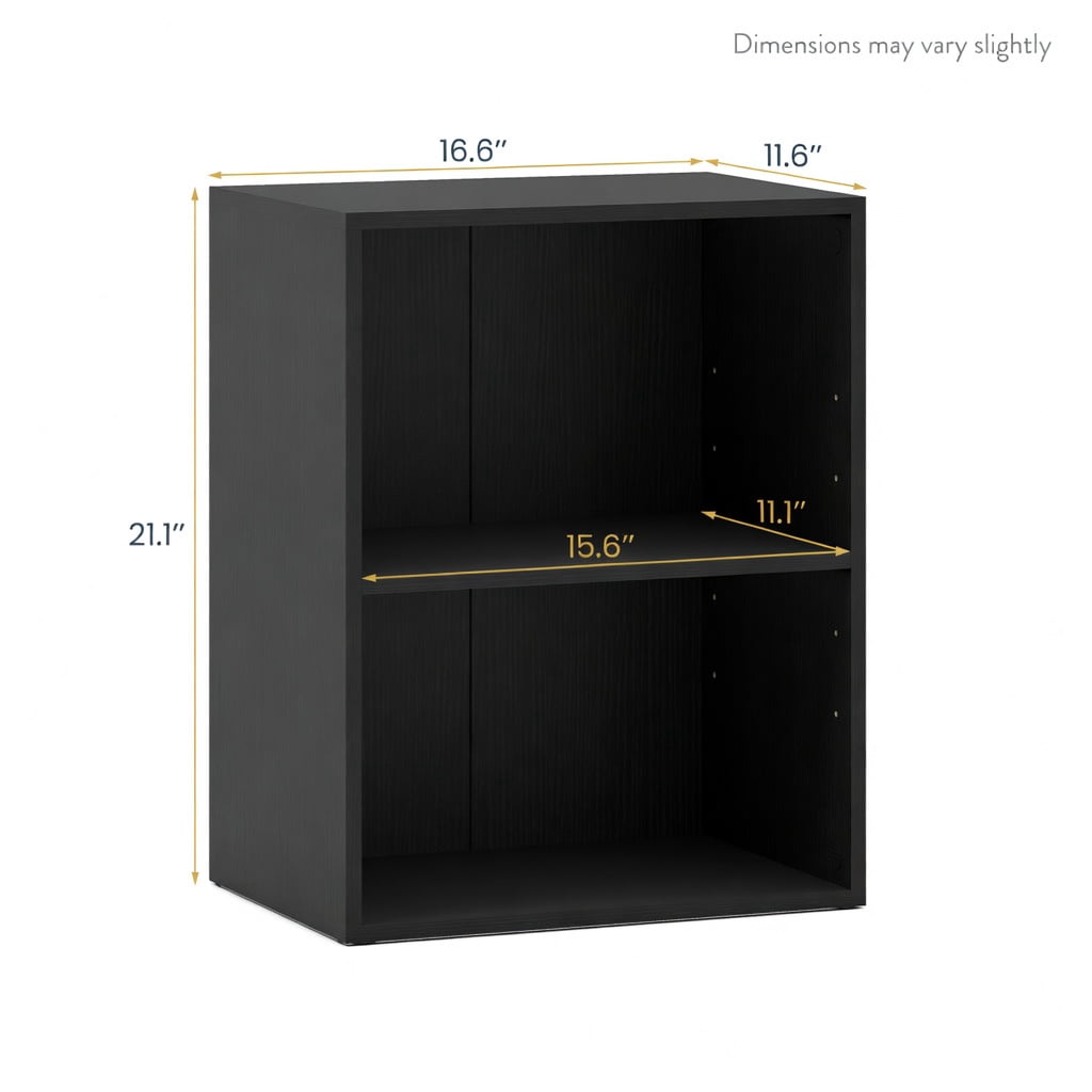 Topcobe 2-Cube Bookcase Floor Standing Open Bookshelf with 5-Position Adjustable Shelf, Corner Bookshelf, Storage Shelf, Book Organizer-Black