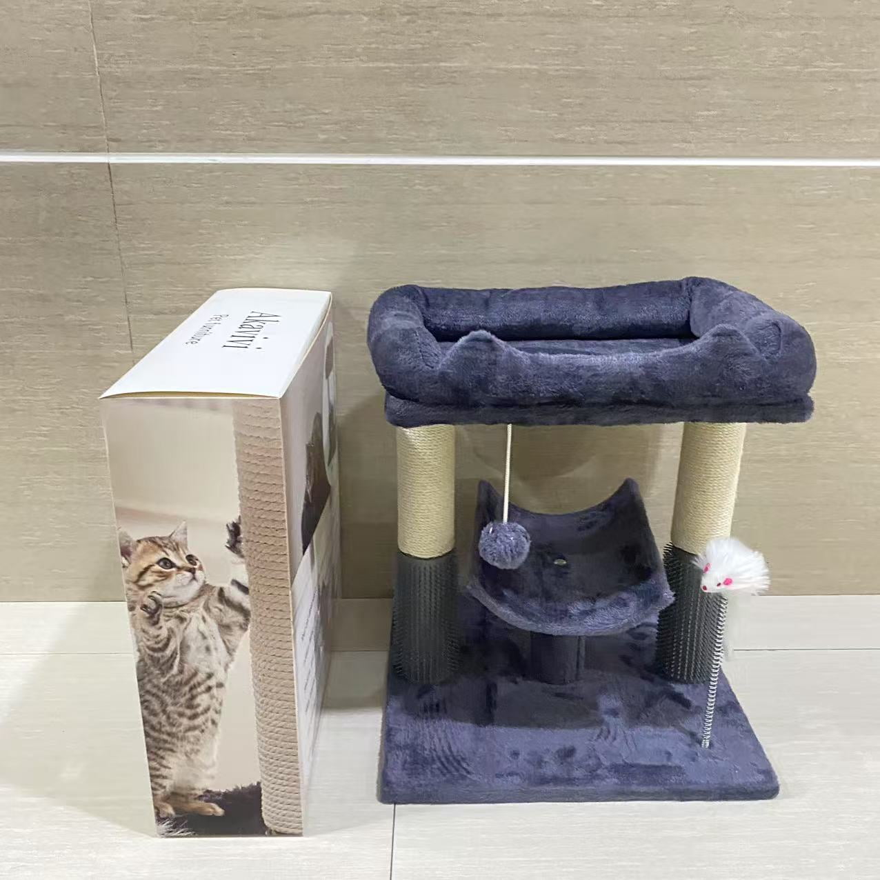 Akavivi  Pet furniture,Cat Tree Tower for Indoor Cats, Tall Cat Scratching Post with Large Bed for Maine Coon Big Cats, Sisal Cat Scratcher with Soft Perch & Hammock-Gray