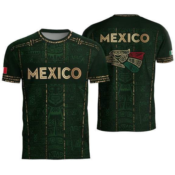 Zimjoy Men's 2026 Mexico Jersey Shirts Mexican Soccer Jerseys for Men Short Sleeve Crew Neck Athletic Soccer T Shirts Army Green L