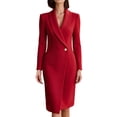 thumbnail image 2 of Sheghy Women Fall Collared Long Sleeve Knee Length Dress Single Button Waist, 2 of 5