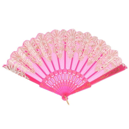 

JETTINGBUY Spanish Style Dance Party Fan Wedding Silk Lace Fan Folding Held Flower Fan