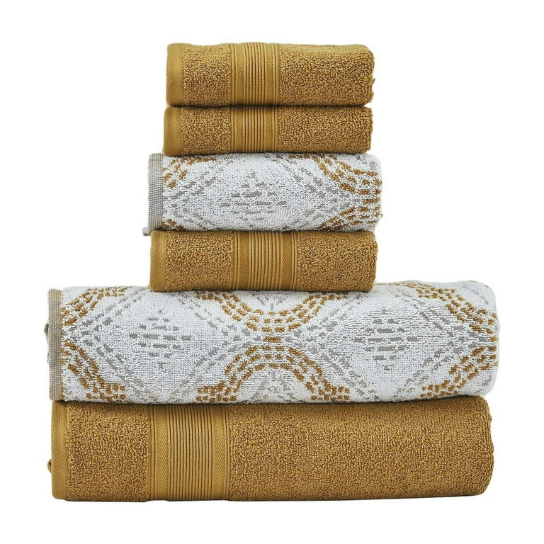 Free Shipping Modern Threads Capri Jacquard 6 Piece Adult Cotton Bath Towel Set Gold Walmart