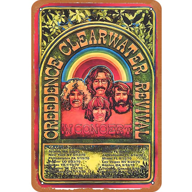 Placa Metal Creedence Clearwater Revival Pintura Hierro Rectangular 20x30cm