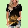 thumbnail image 3 of Pompotops Mode Femmes O-Cou Impression Décontractée Dentelle en Vrac à Manches Courtes T-shirt Tops, 3 of 5