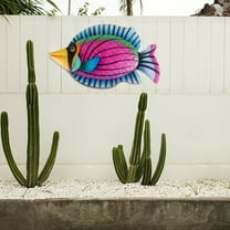 OUNONA Vintage Metal Fish Wall Art Outdoor Indoor Decor Ocean Hanging Sculpture