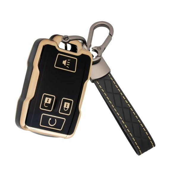 Xotic Tech Black Full Cover TPU Keyless Entry Key Fob Cover Shell Case w/Keychain Compatible with Chevrolet Colorado Silverado Suburban Tahoe Silverado 1500 2500 3500HD or GMC Canyon Yukon Sierra