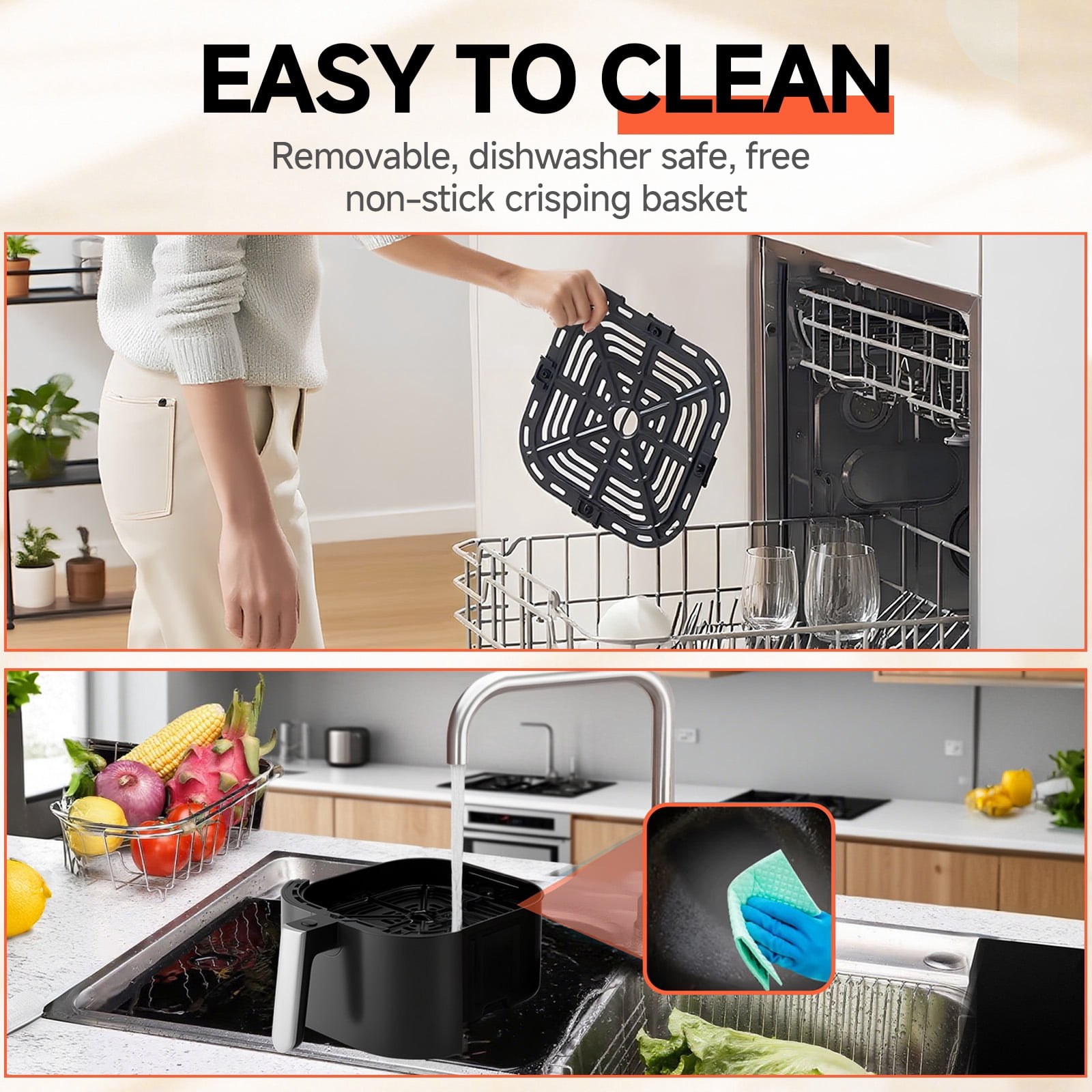 LUCKLIFE 5.28 Qt Capacity Air Fryer with Shake Remind  , 11 Presets Fry Touch Panel , Max 400F for Cooking,Black