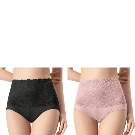 Wijhcboe 2 Pack Plus Underwear Female Size High Waist Striped Womens Underwear Bikini Lace Tangas No Show Bikini Lace Bikini Underwear for Women Custom Thongs Women Underwear Panties Cotton Underwea