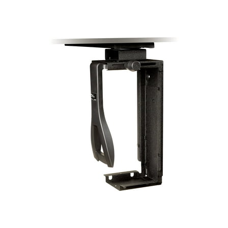 UNDER DESK CPU HOLDER BLACK STEEL 360 SWIVEL