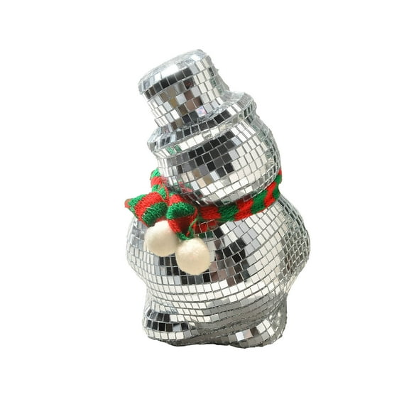 Modern Mirror Disco Ball,Shinny Snowman Shape Disco Balls,Reflective Light Mirror Balls for DJ Club Party,Funny Christmas Snowman Ornaments,Tabletop Snow man Statues Decorations