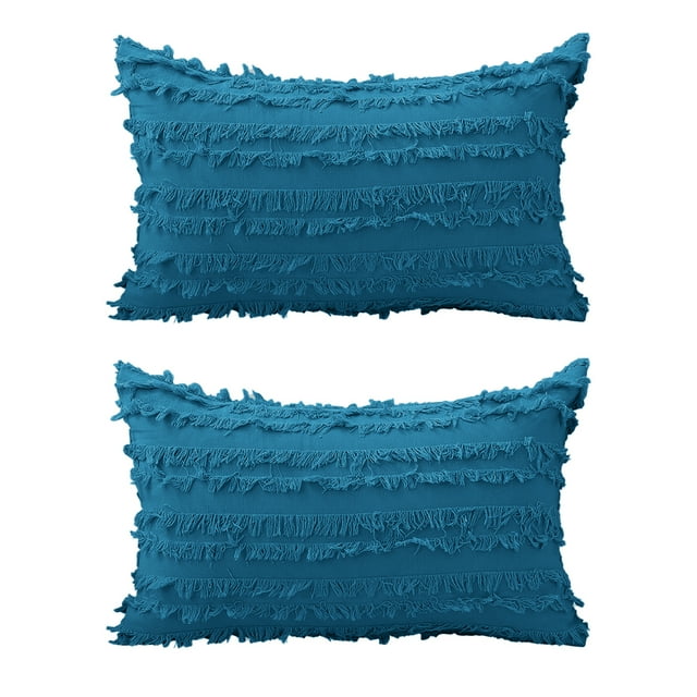 Pieza Boho Trim Throw Pillow Algodón Lino Sofá Throw Pillow para Sofá, Sofá, Cottage Throw Pillow para Sala de Estar 12 x 20