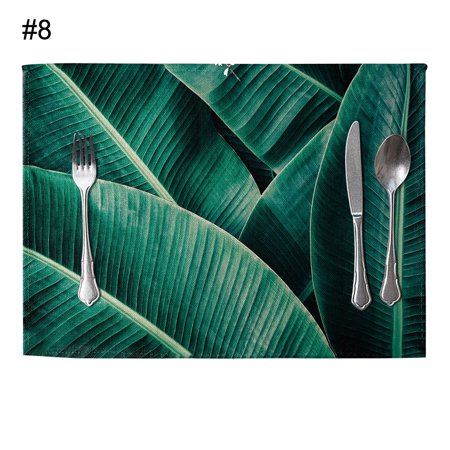 

Wanwan Green Plant Linen Placemat Dining Table Heat Insulation Mat Home Kitchen Decor