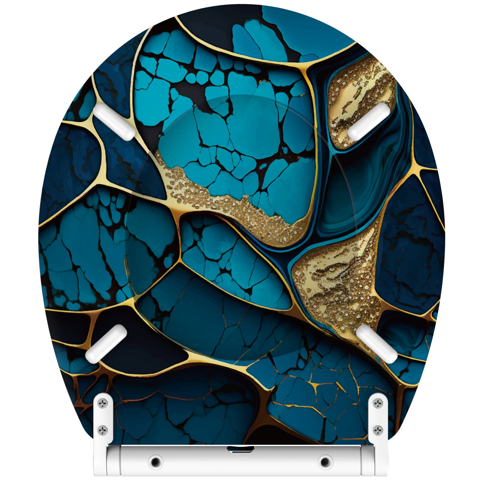 Sanilo Toilet Seat ROUND, Soft Close, One-Click Quick Release, Easy Installation, Non-Slip, Easy to Clean (Marble Cobalt)
