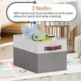 thumbnail image 4 of Ornavo Home Collapsible Shelf Basket Rectangle Storage Bins with Faux Leather Handles Foldable Fabric Shelf Storage Basket Closet Organizer and Storage Box for Clothes - 3 Pack - Large - White/Gray, 4 of 7