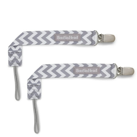 UPC: 0898022002160 | BooginHead Universal Pacifier Clips Infant Toddler Boys and Girls Gray Chevron