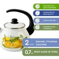 thumbnail image 4 of Novomoskovsjka Posuda Lemon Enamel Kettle with Whistle 2.7 Qt (2.5 L) Enameled Steel Stovetop Kettle with Ergonomic Handle Tea Kettle Tea Pot for Stove Top Enamelware Kitchen Kettle, White Yellow, 4 of 7