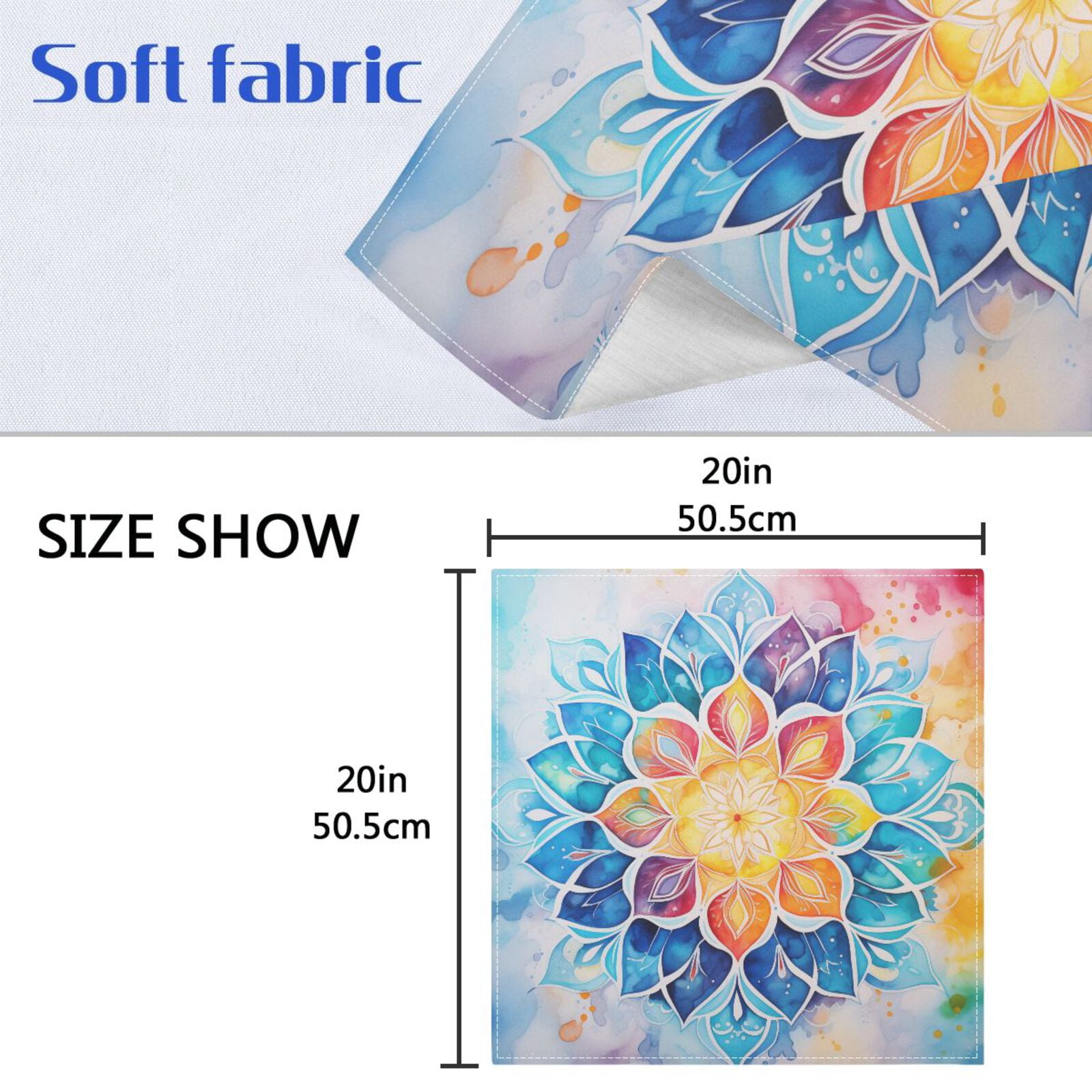 JSTEL Watercolor Mandala Tie Dye Cloth Napkins Set of 6, 20x20 Inch Washable and Reusable Napkin for Decoupage Dinner Party Everyday Use