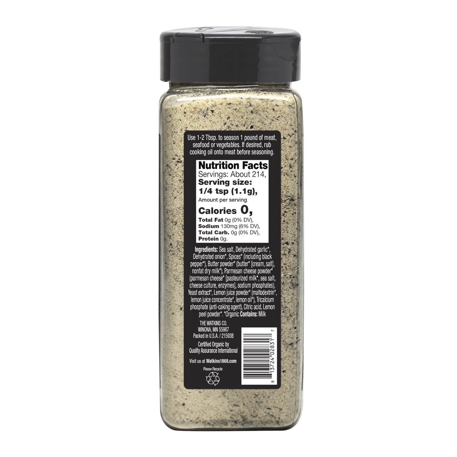 (2 pack) Watkins Cracked Peppercorn Parmesan Seasoning, 8.3 oz