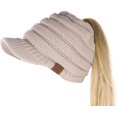 thumbnail image 1 of HSHDLDF Ponytail Messy Bun BeanieTail Women's Beanie Solid Ribbed Hat Cap, 1 of 6