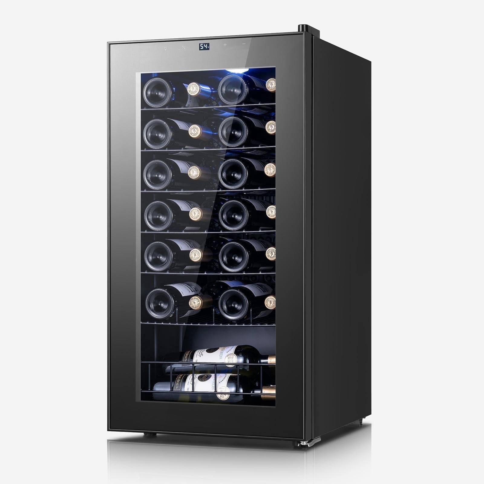 Yeego 3.1 cu.ft Wine Fridge, 38-65°F Wine Cooler Refrigerator, Under Counter, Freestanding Wine Cooler with Glass Door, Touch Temperature Control and LED, Suitable for Red Wine, White Wine and Champa