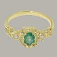 thumbnail image 6 of LBG British Made 9k Yellow Gold Natural Emerald & Opal Womens Engagement Ring - 33 size options - Size 11, 6 of 8