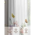 thumbnail image 6 of Summer Tropical Sheer Curtains 63 Inch Length 2 Panels Set Window Treatments, Watercolor Palm Leaves Butterfly Flower Rod Pocket Semi Curtains for Living Room/Bedroom/Kitchen Décor, 104"W x 63"L, 6 of 7