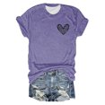 thumbnail image 4 of Gbsyewxs Shirts For Women Crew Neck Short Sleeve Letter Heart Print Casual Summer Womens T Shirt Purple, 4 of 4