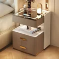 thumbnail image 4 of Mesita de noche inteligente, sencilla y moderna, dormitorio doméstico de tres cajones, almacenamiento junto a la cama, gabinete de almacenamiento de madera maciza, mesita de noche, 4 of 4