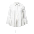 thumbnail image 3 of Ohufall Women Shirt Waist Cinched Button Down Turndown Collar Tops Fashion Casual Elegant Striped Top, 3 of 4