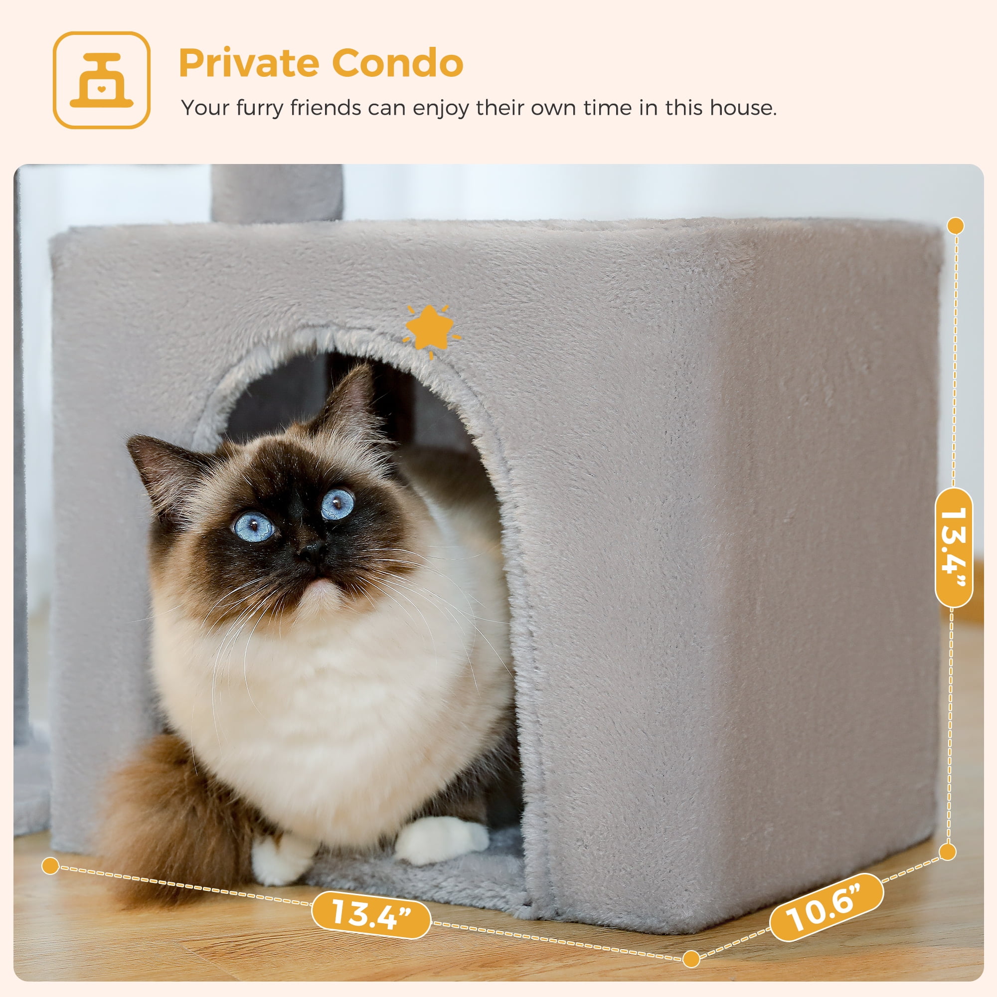 PAWZ Road 28" Small Cat Tree Tower Cat Condo with Perch Cat Scratching Post for Indoor Cats, Gray