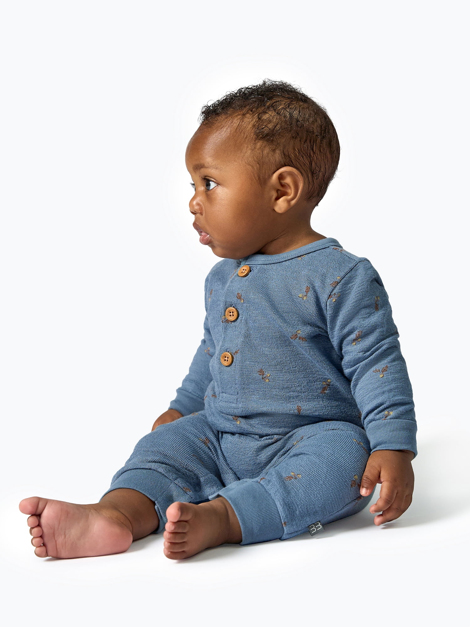 Modern Moments by Gerber Baby Boy Long Sleeve Slouch Romper, Sizes 0/3 Months - 24 Months