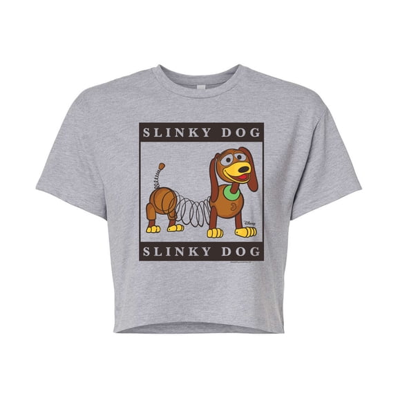 Toy Story 4 - Type Block Slinky - Juniors Cropped Cotton Blend T-Shirt