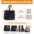 thumbnail image 2 of Tirrinia Insulated Lunch Bag, 24 Can capacity，Oxford Expandable Double Deck Lunch Tote Bag for Women/Men, Leakproof Freezable Cooler Box/ Side Tissue Pocket&Adjustable Shoulder Strap, 2 of 7