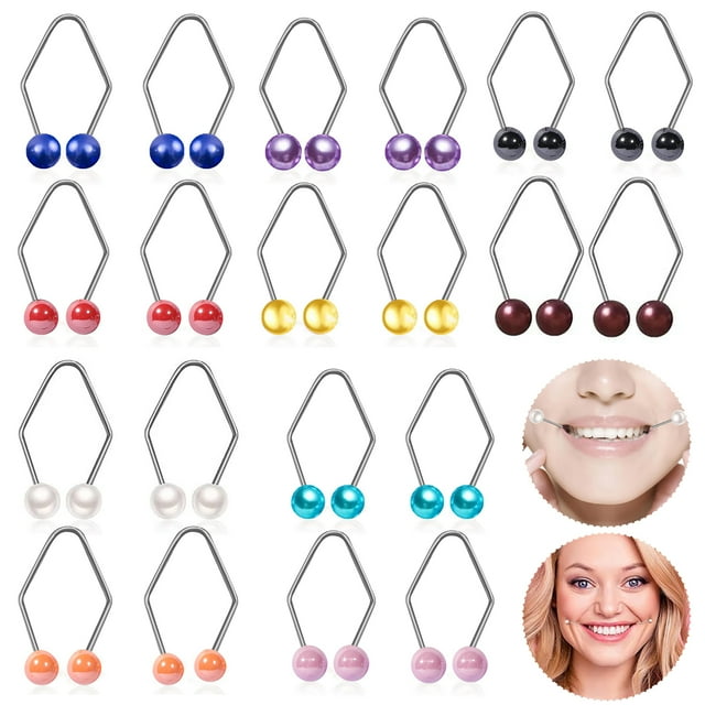 2 Paires d'Entraîneurs de Boutons en Acier Inoxydable Visage Sourire Naturel Anti-Rouille Accessoires Unisexes