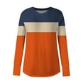 thumbnail image 3 of Womens Long Length Spring Clothes, Long Sleeve Shirts for Women Fashion Loose Fit Striped Color Patchwork Crewneck T-Shirts, 3 of 4