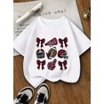 thumbnail image 1 of Rugby T-shirt - Rugby Gloves Butterfly Print Pattern Women Summer Short-Sleeved T-Shirt Round Neck Short-Sleeved T-Shirt Girls Casual Outdoor Sports Summer Tops, 1 of 6