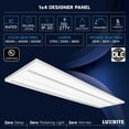 thumbnail image 5 of Luxrite 1x4 FT LED Panel Lights 25/30/35W, 3CCT 3500K/4000K/5000K, 2750/3300/3850LM, Dimmable 110-277V DLC UL 4 Pack, 5 of 7