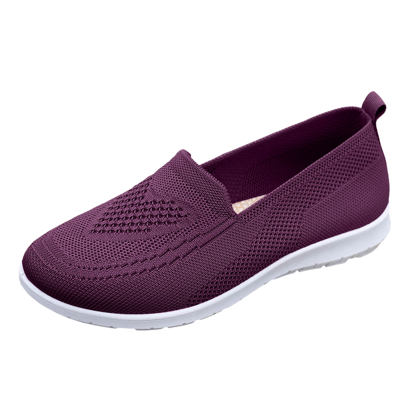 Loafers for Women Slip on Solid Mesh Walking Shoes Comfy Soft Sole Lightweight Driving Nursing Shoes Casual Breathable Flat Shoes Dark Purple Size 8.5